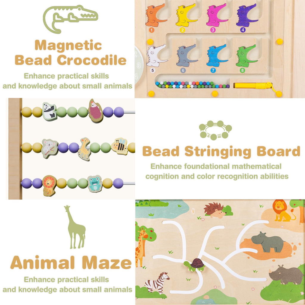 Foldable Wooden Baby Playpen with Toy Set P756236