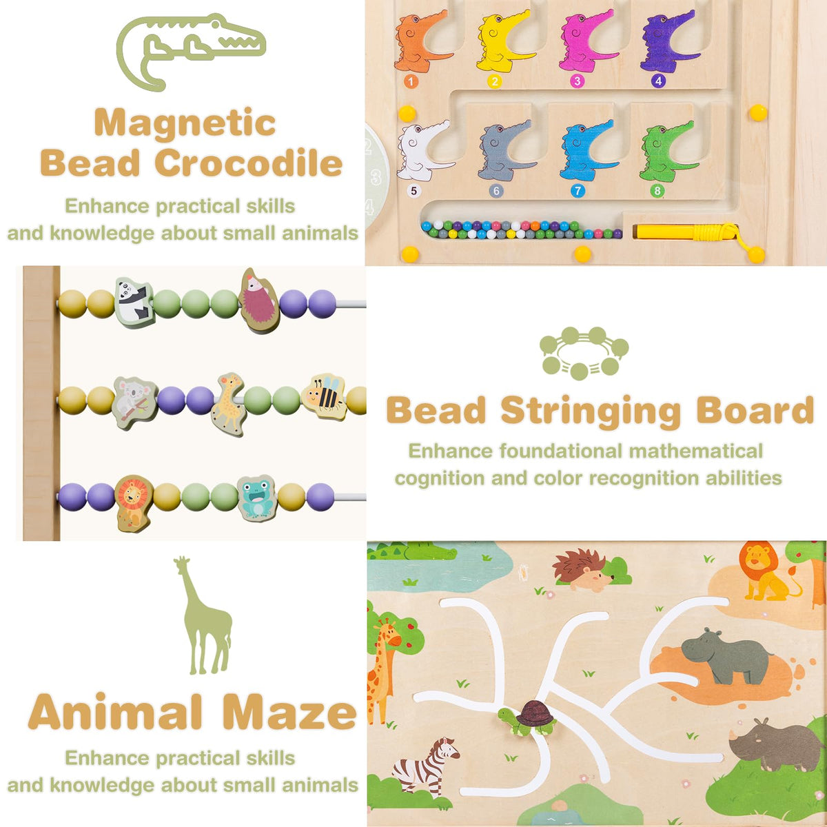 Foldable Wooden Baby Playpen with Toy Set P756236