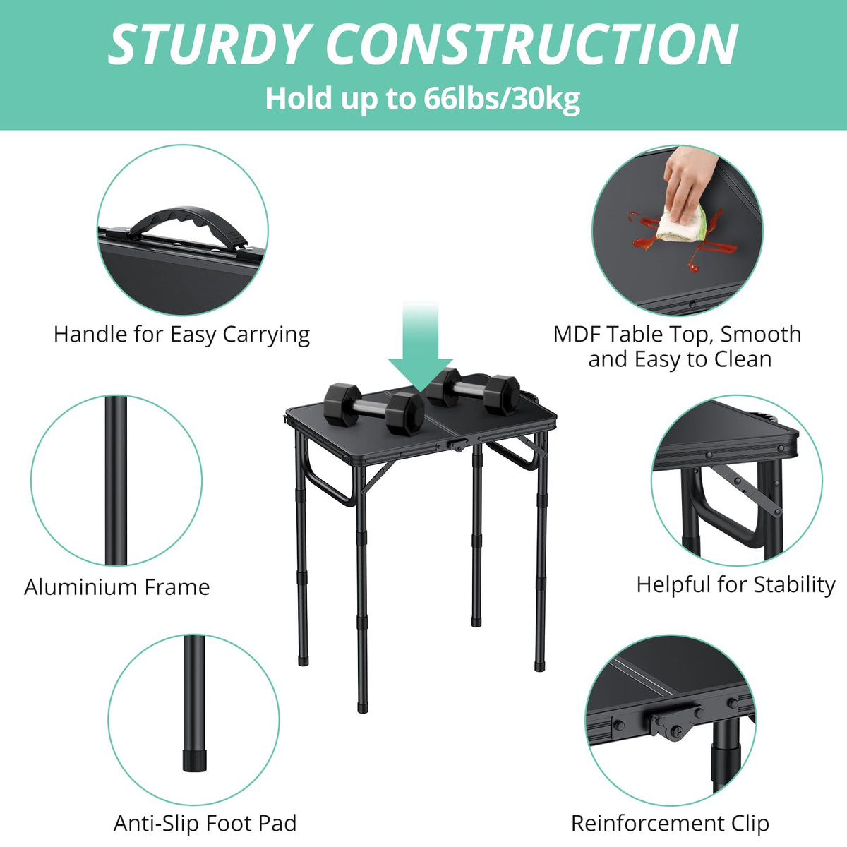 Folding Camping Table with Adjustable Height Q186