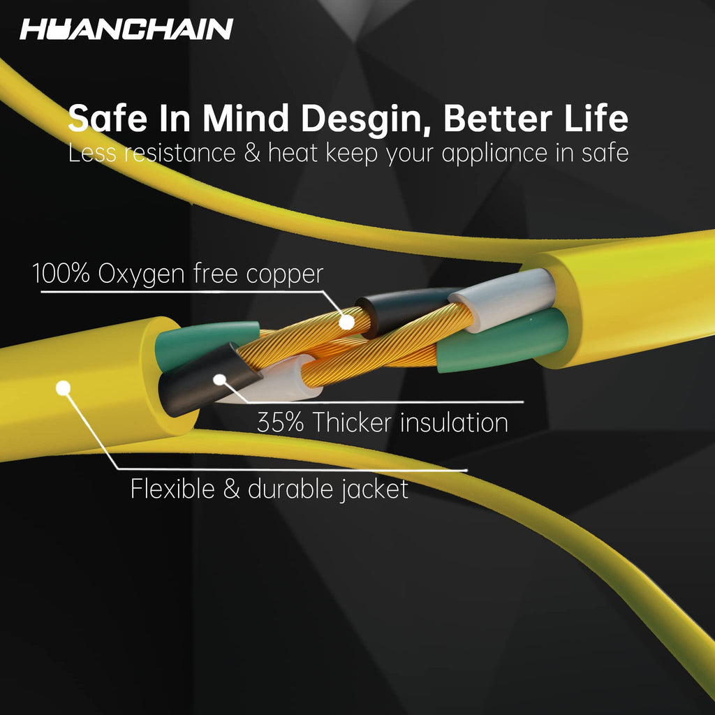 Yellow Indoor Outdoor Extension Cord 100 FT 16/3 Gauge J899
