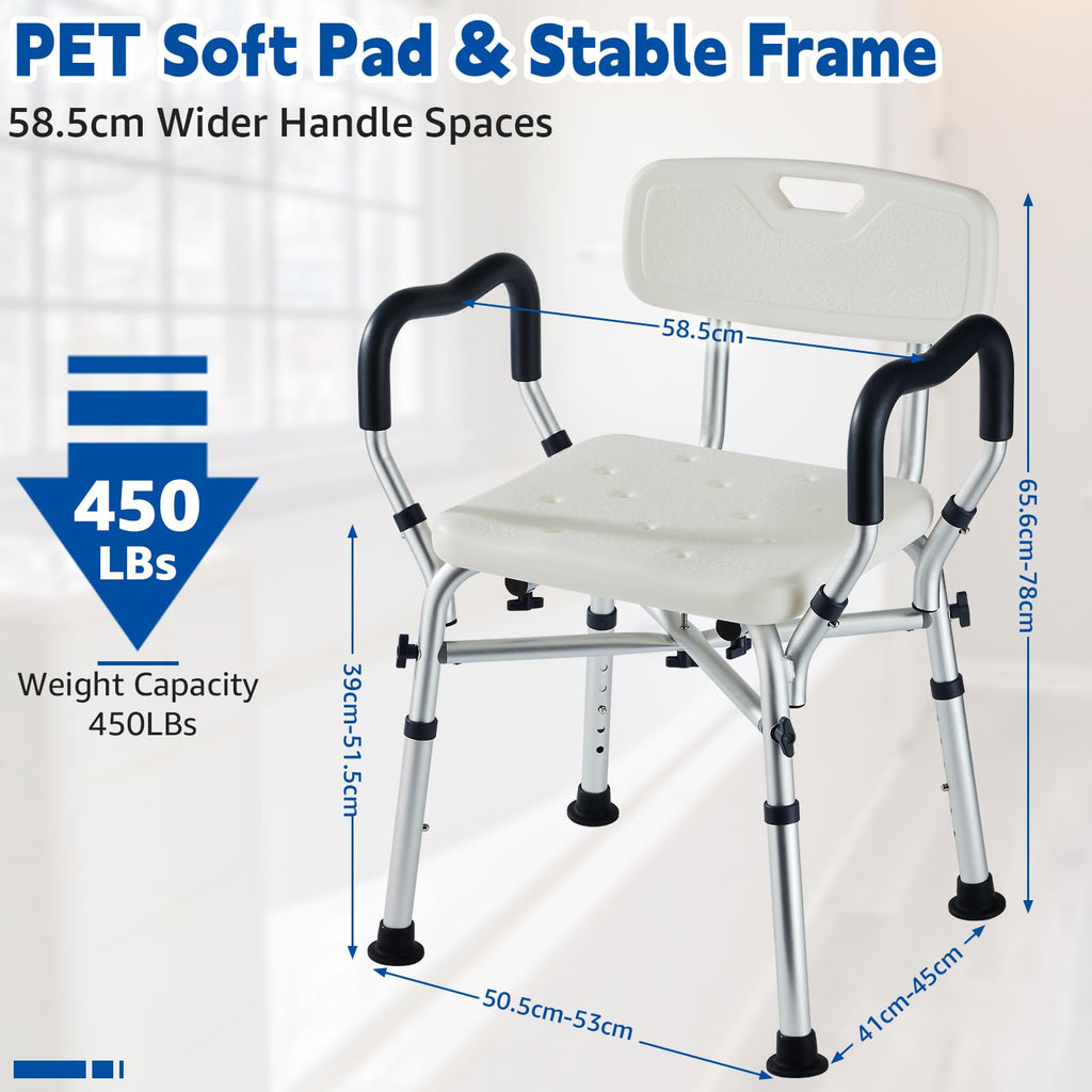 Padded Shower Chair with Arms and Back Q7437