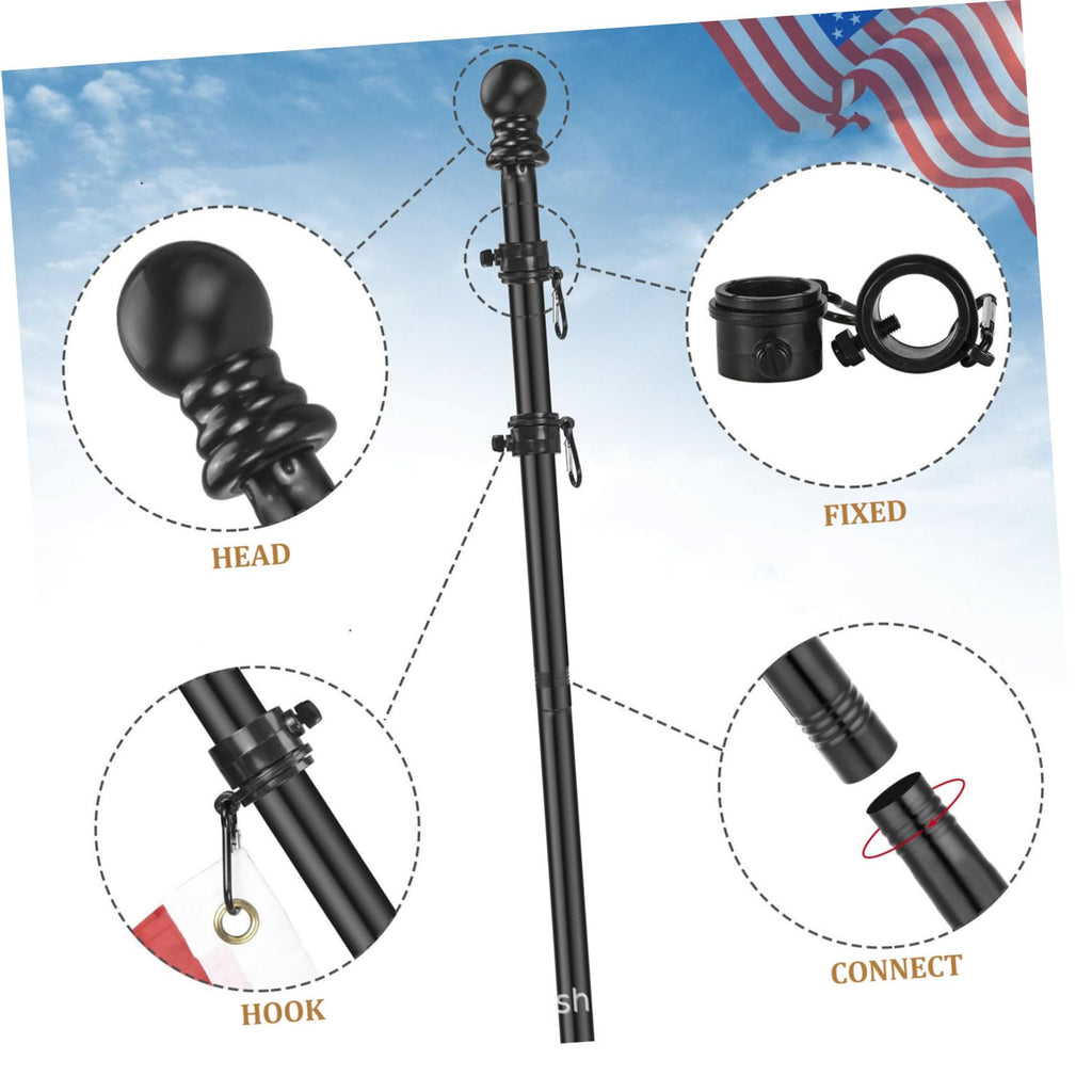 Black Stainless Steel Rotating Flagpole Holder Set B768