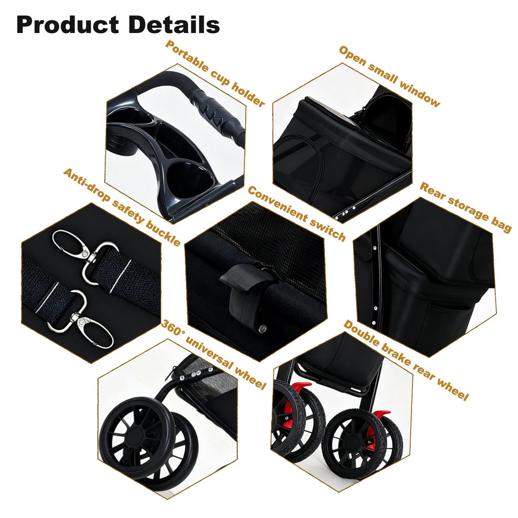 Double Dog Stroller for Medium Small Dogs and Cats H5481
