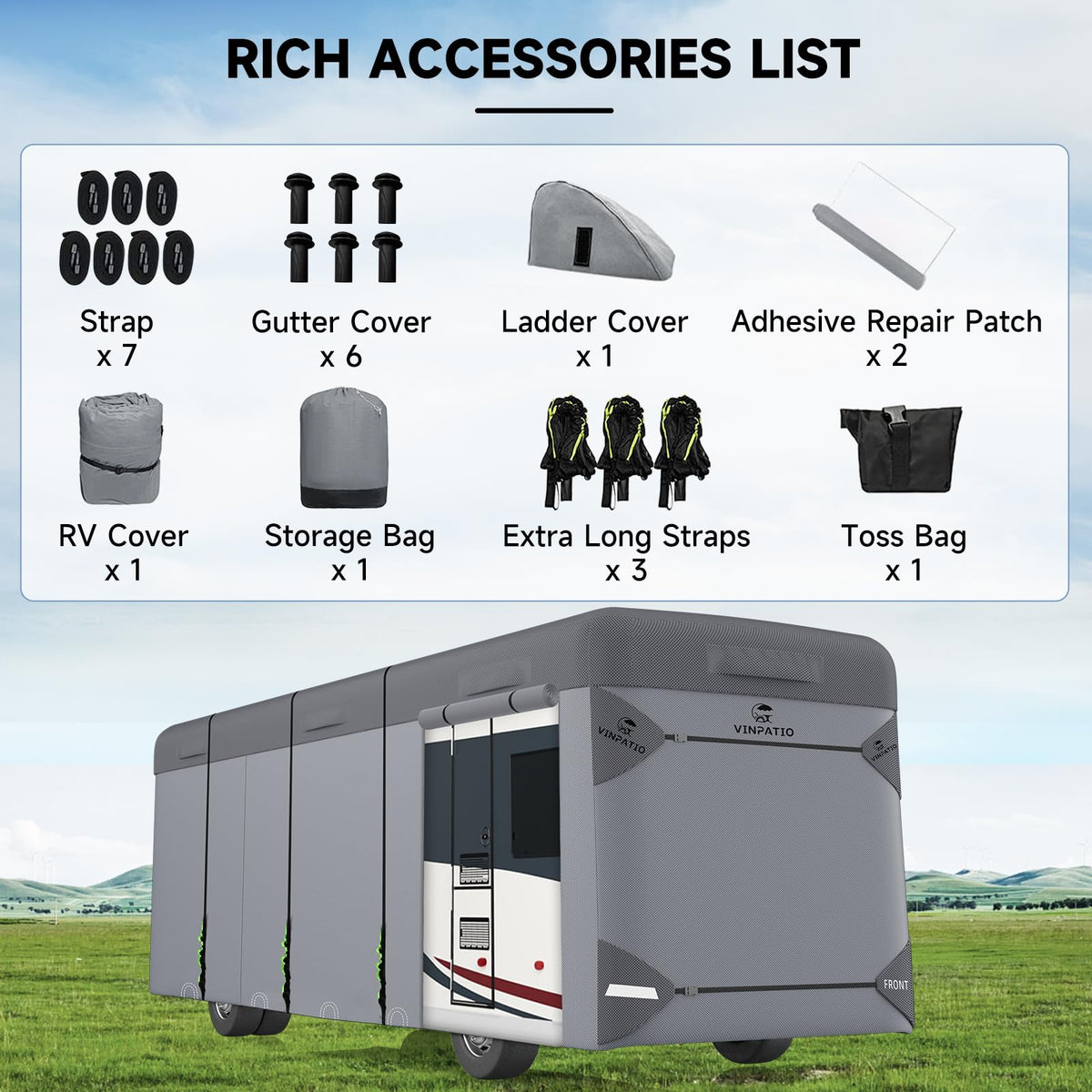 7 Layers Class A RV Cover with Straps K2448