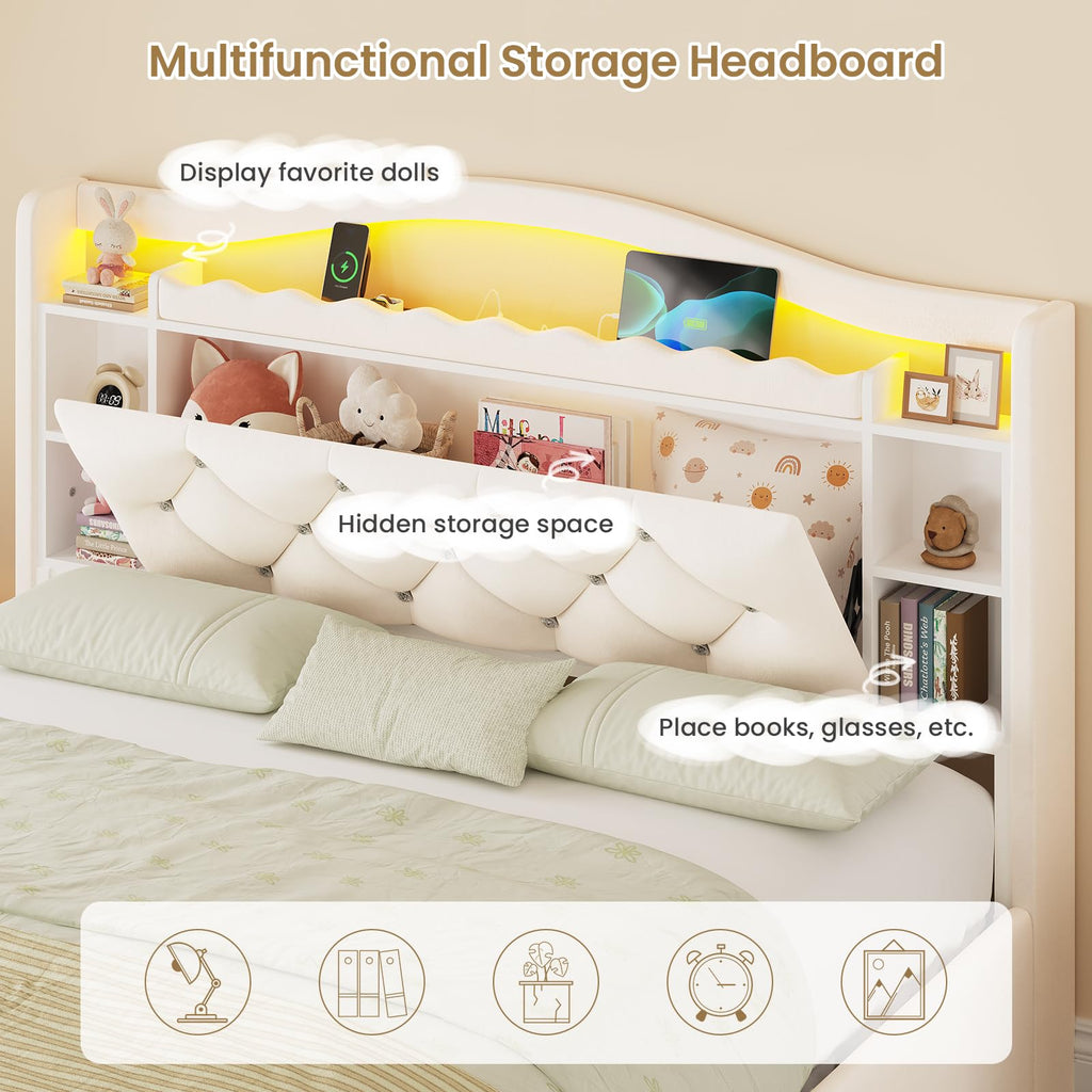 Full Size Velvet Upholstered Platform Bed with 4 Storage Drawers J282822