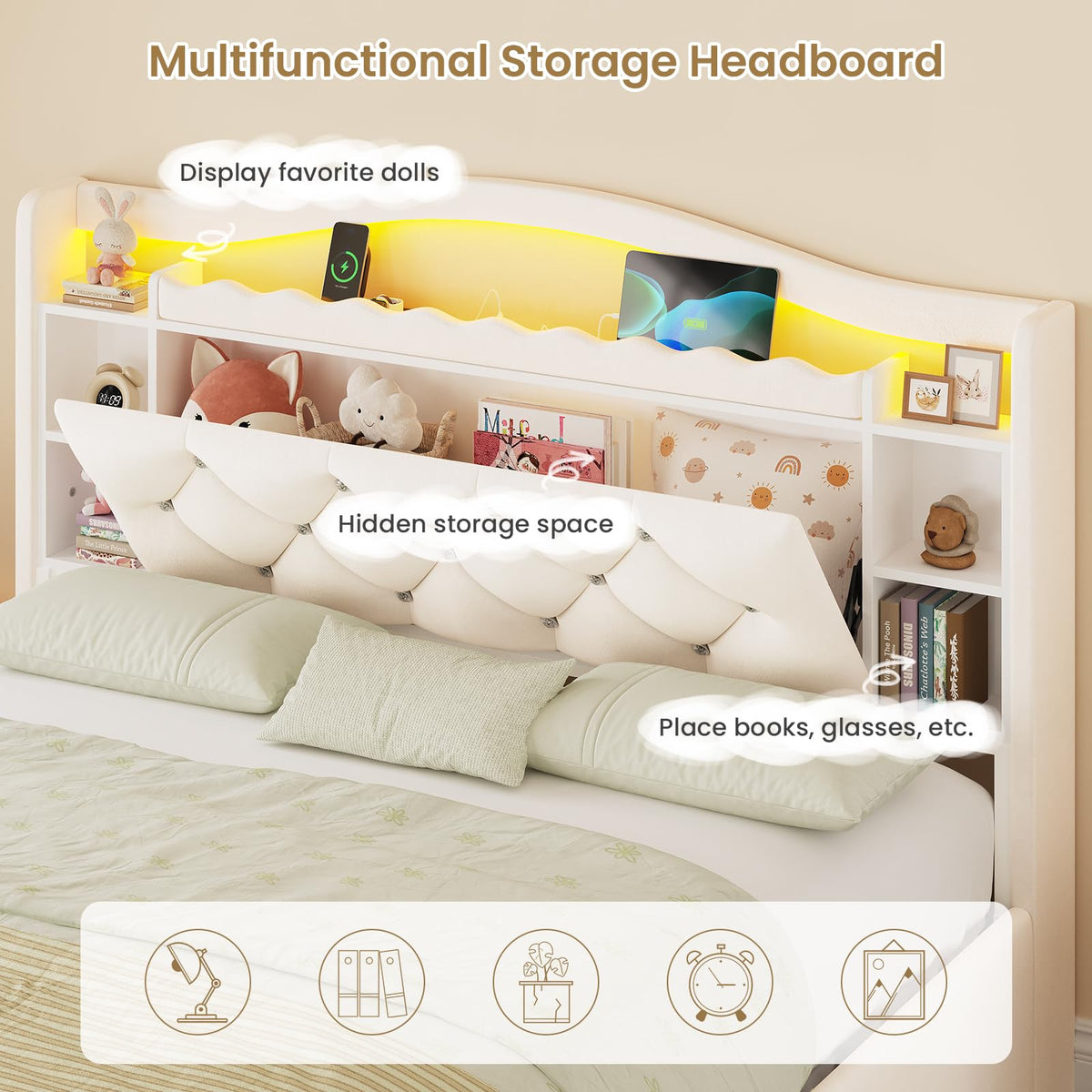 Full Size Velvet Upholstered Platform Bed with 4 Storage Drawers J282822
