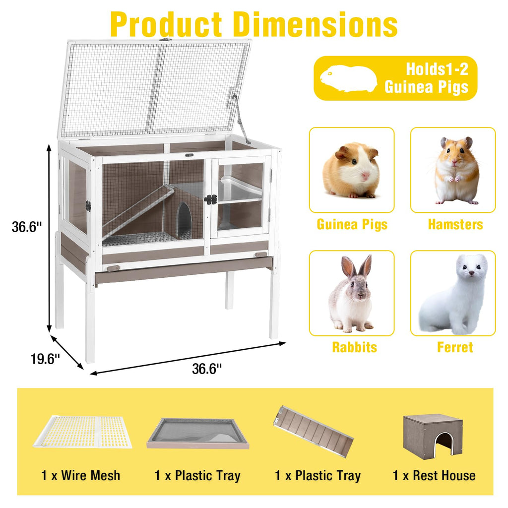 2-Story Indoor Rabbit Hutch Guinea Pig Cage with Stand A336