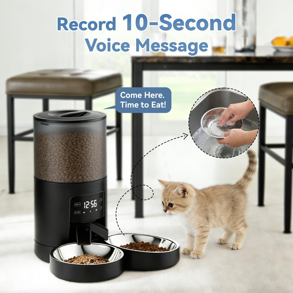 Automatic Cat Feeder 6L Black E6986