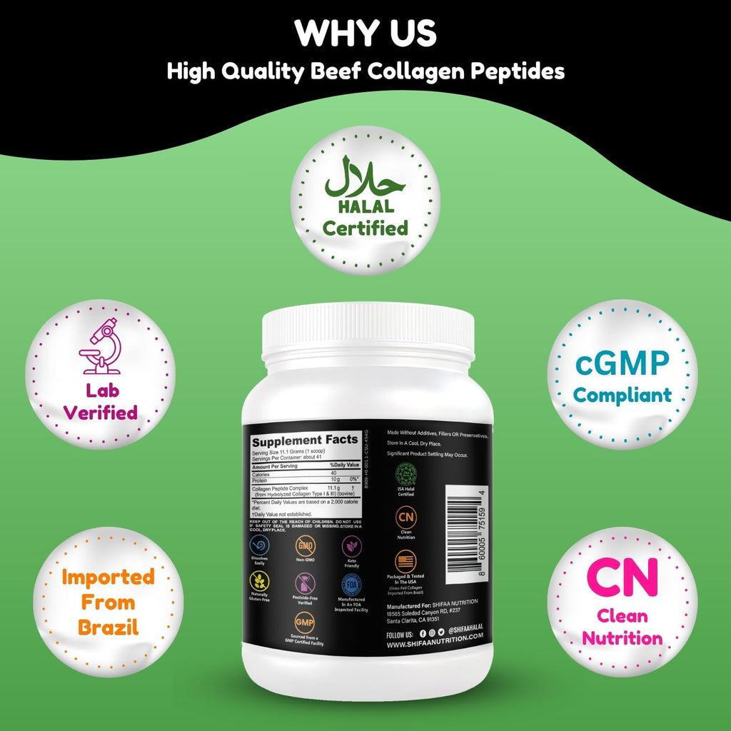 Unflavored Hydrolyzed Collagen Peptides Powder 1LB N724934