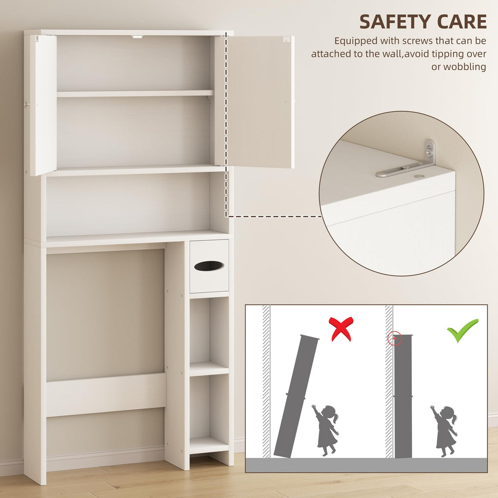 White Over the Toilet Storage Cabinet with Adjustable Shelf P439287