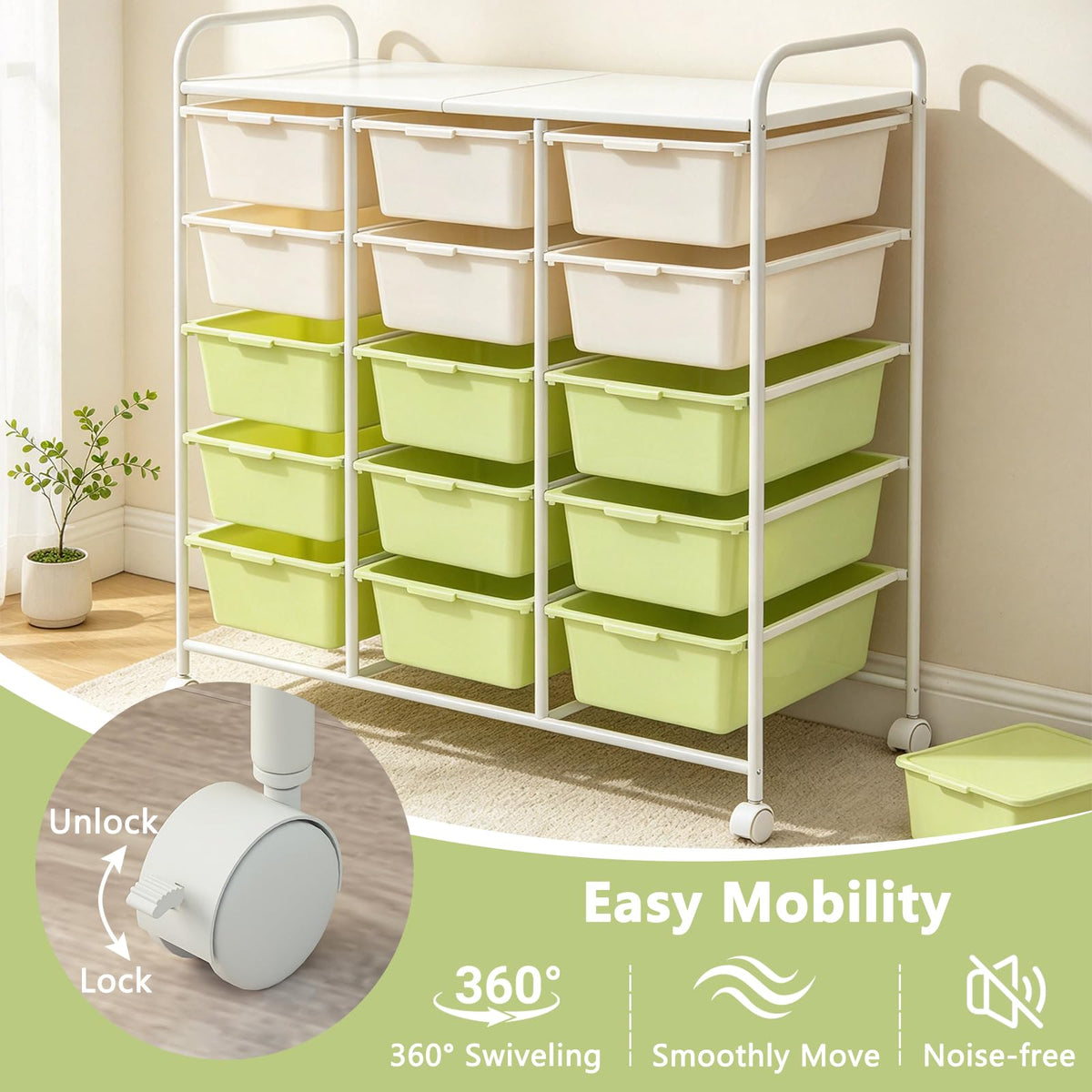 15 Drawer Rolling Storage Cart with Wheels R8942