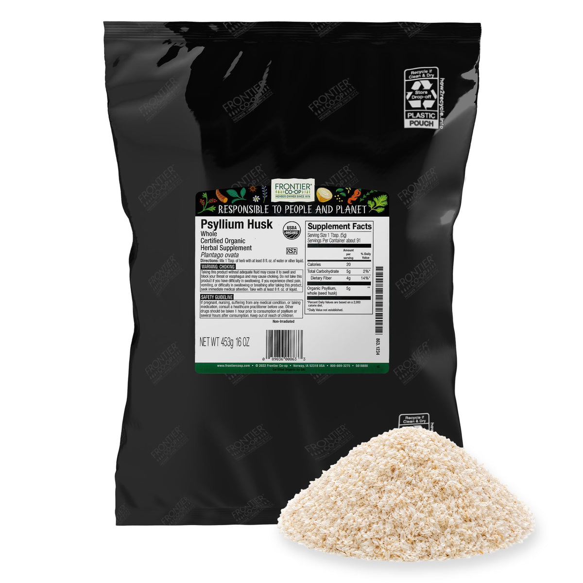 Organic Whole Psyllium Husk 16 Ounce D93696