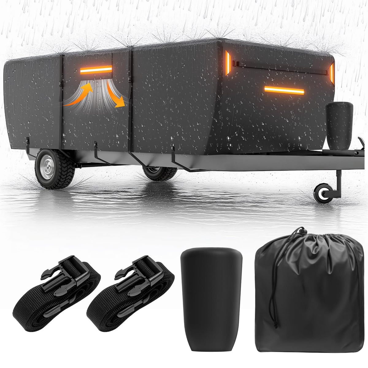 12-14 ft Pop Up Camper Cover 7 Layers Oxford Waterproof V646044