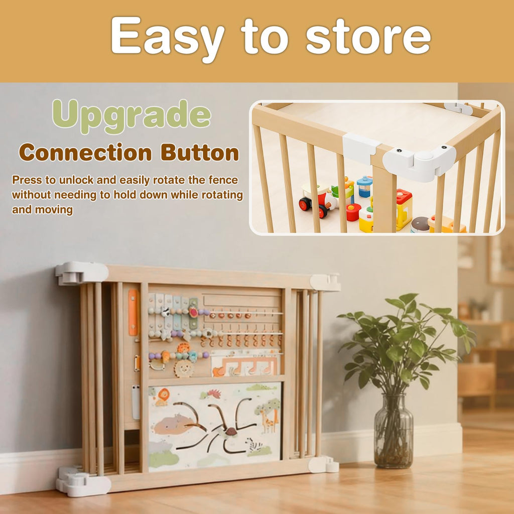 Foldable Wooden Baby Playpen with Toy Set P756236