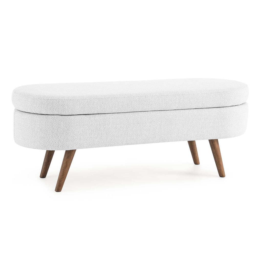 White Storage Bench with Rubber Wood Legs E35000