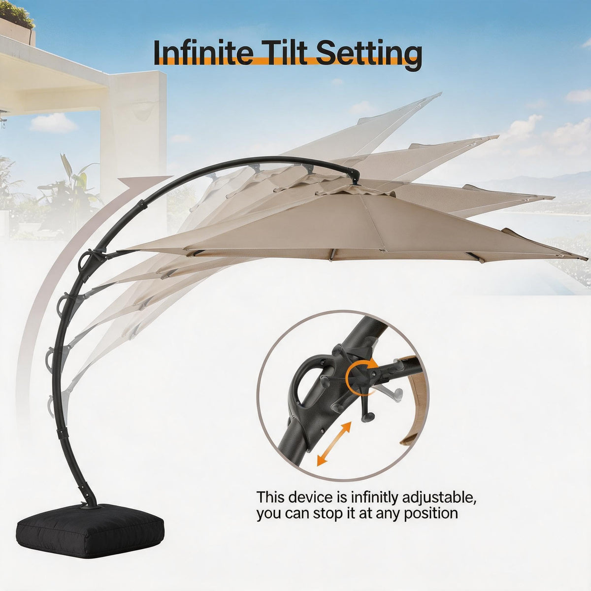 Patio Cantilever Umbrella with Base M3415