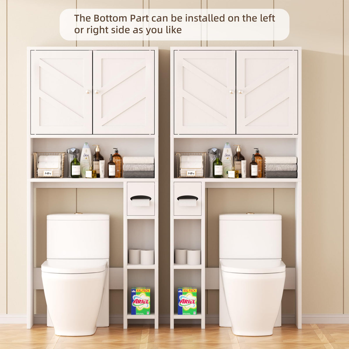 White Over the Toilet Storage Cabinet with Adjustable Shelf P439287