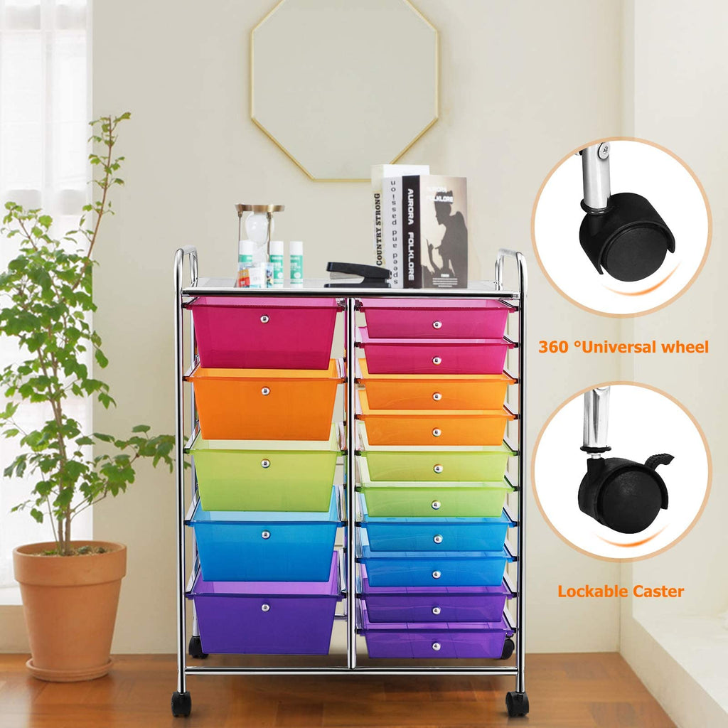15 Drawer Rolling Storage Cart with Wheels E106