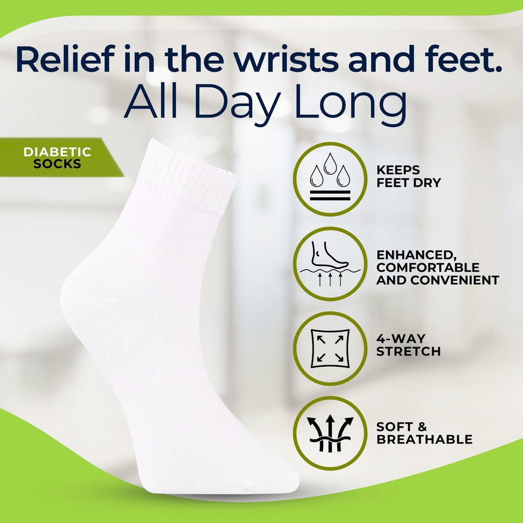 White Bamboo Diabetic Socks Size 6–9 H473900