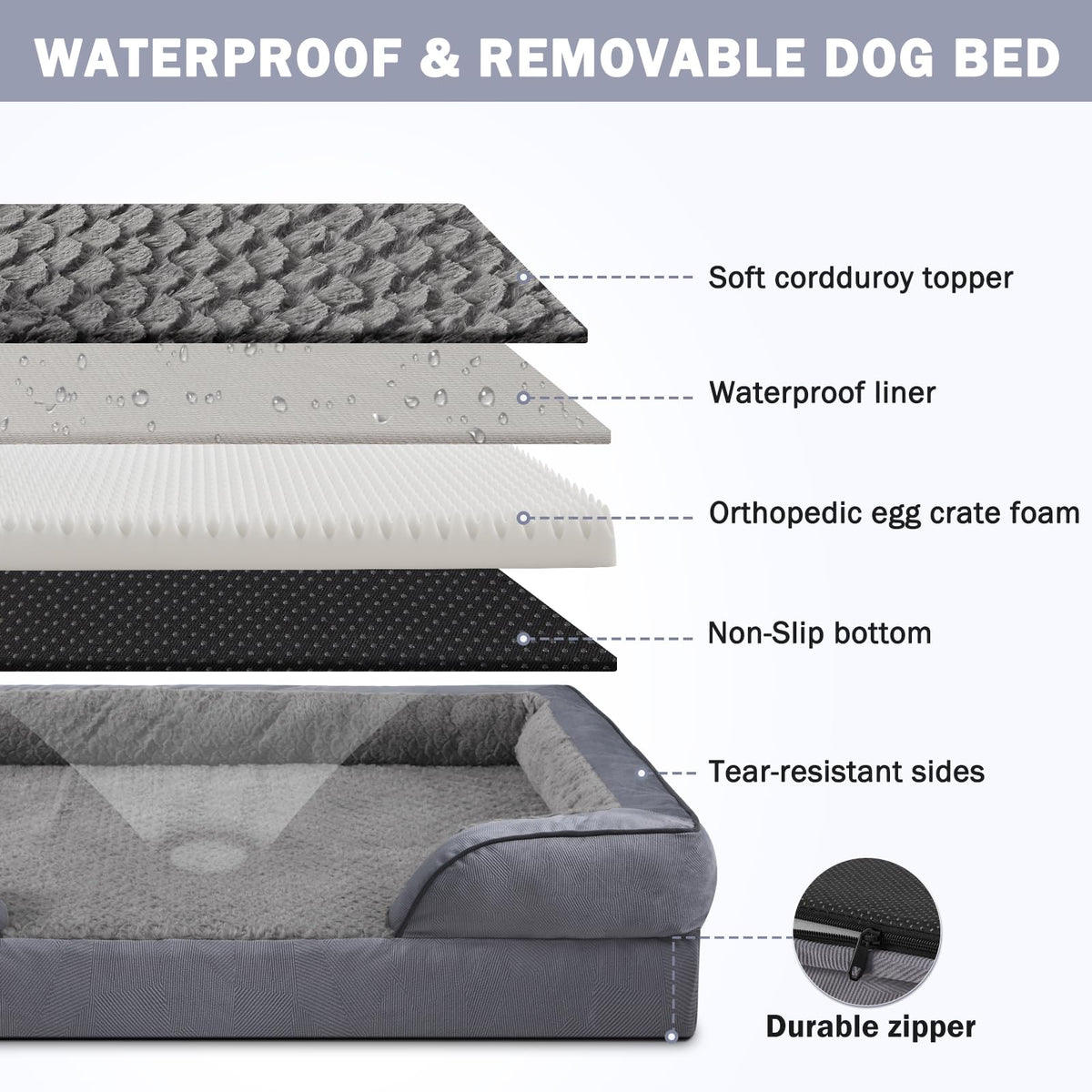XL Washable Orthopedic Dog Sofa with Egg-Crate Foam S896120