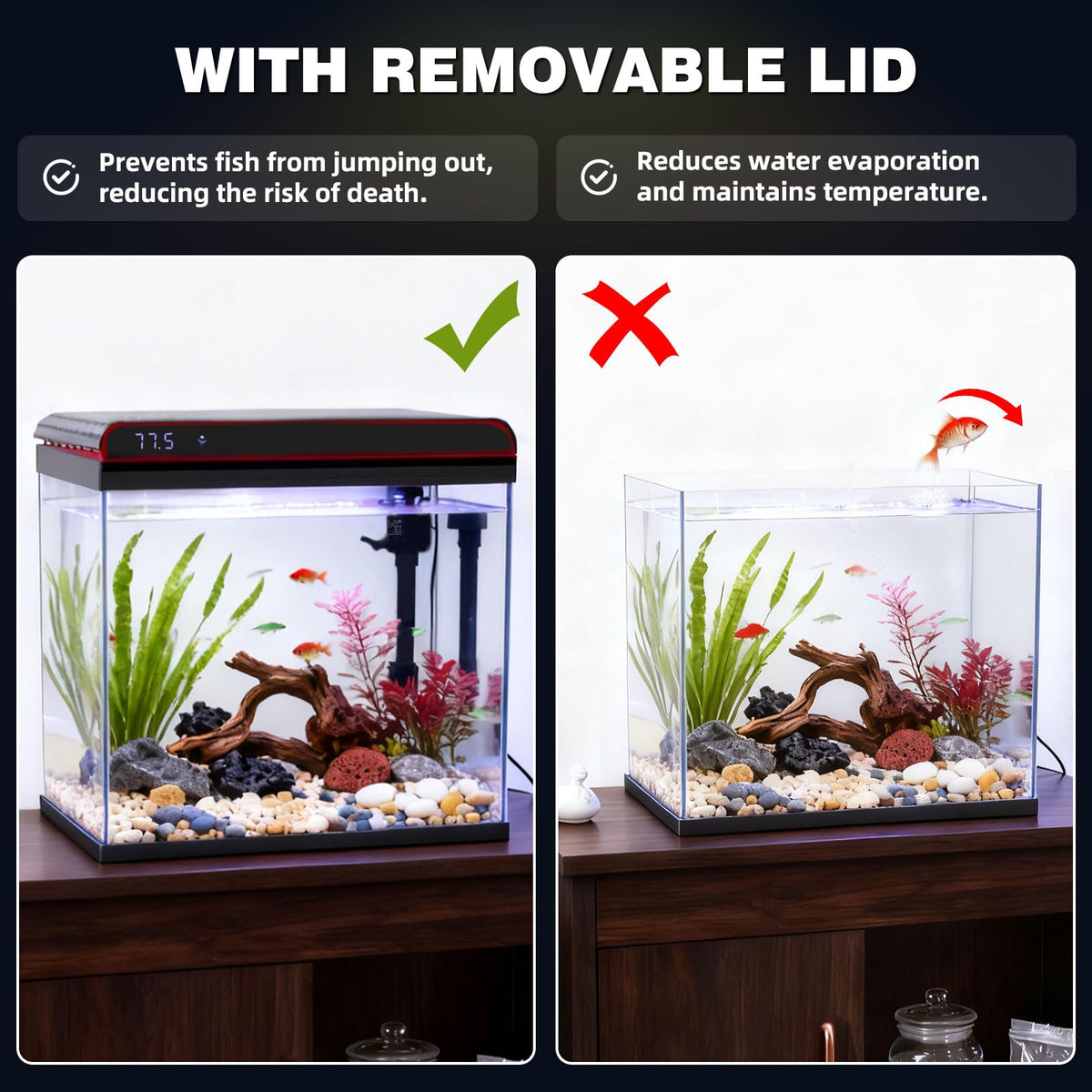 20 Gallon Glass Fish Tank Aquarium Starter Kit with LED Lights Filter Pump C8308