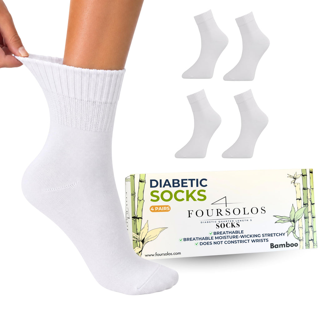White Bamboo Diabetic Socks Size 6–9 H473900