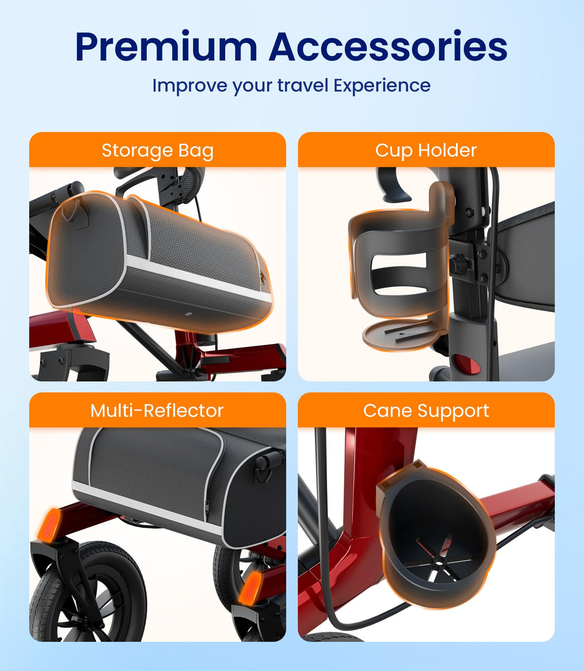Walkers for Seniors with Seat Outdoor Rollator 12'' All Terrain P771