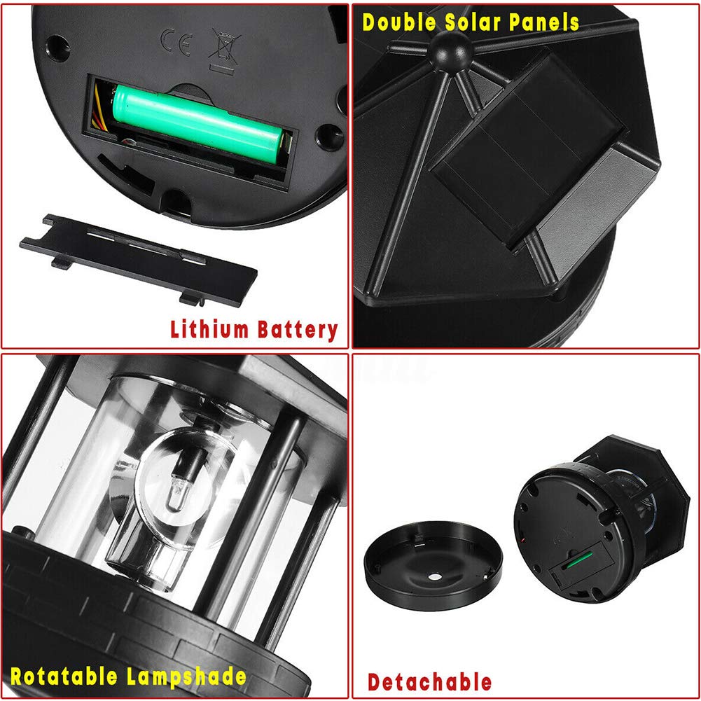 4.33inch LED Solar Powered Lighthouse IP44 Waterproof 360 Degree Rotating Lamp Black A773653