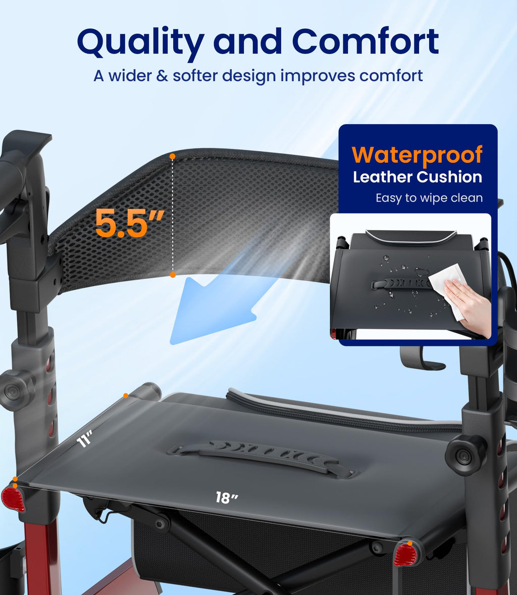 Walkers for Seniors with Seat Outdoor Rollator 12'' All Terrain P771