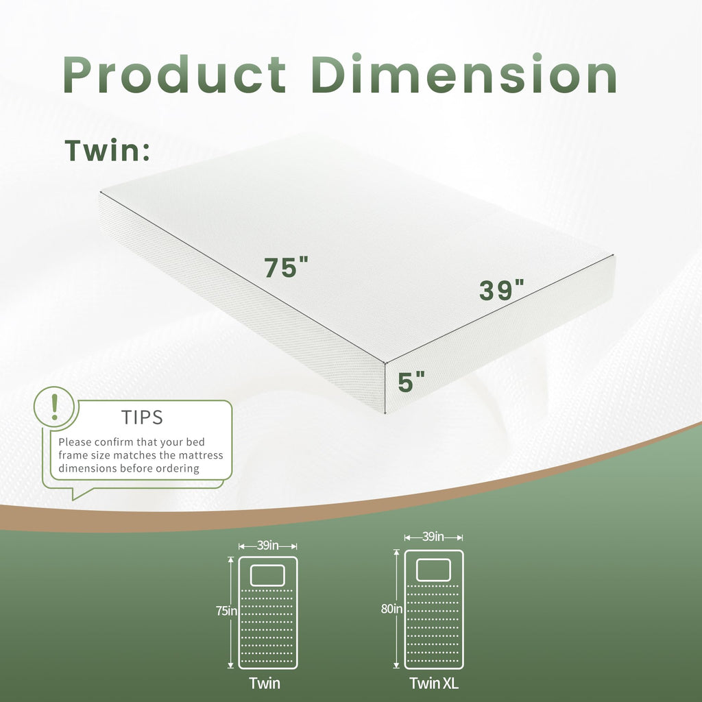 Twin 5 Inch Memory Foam Mattress C1490