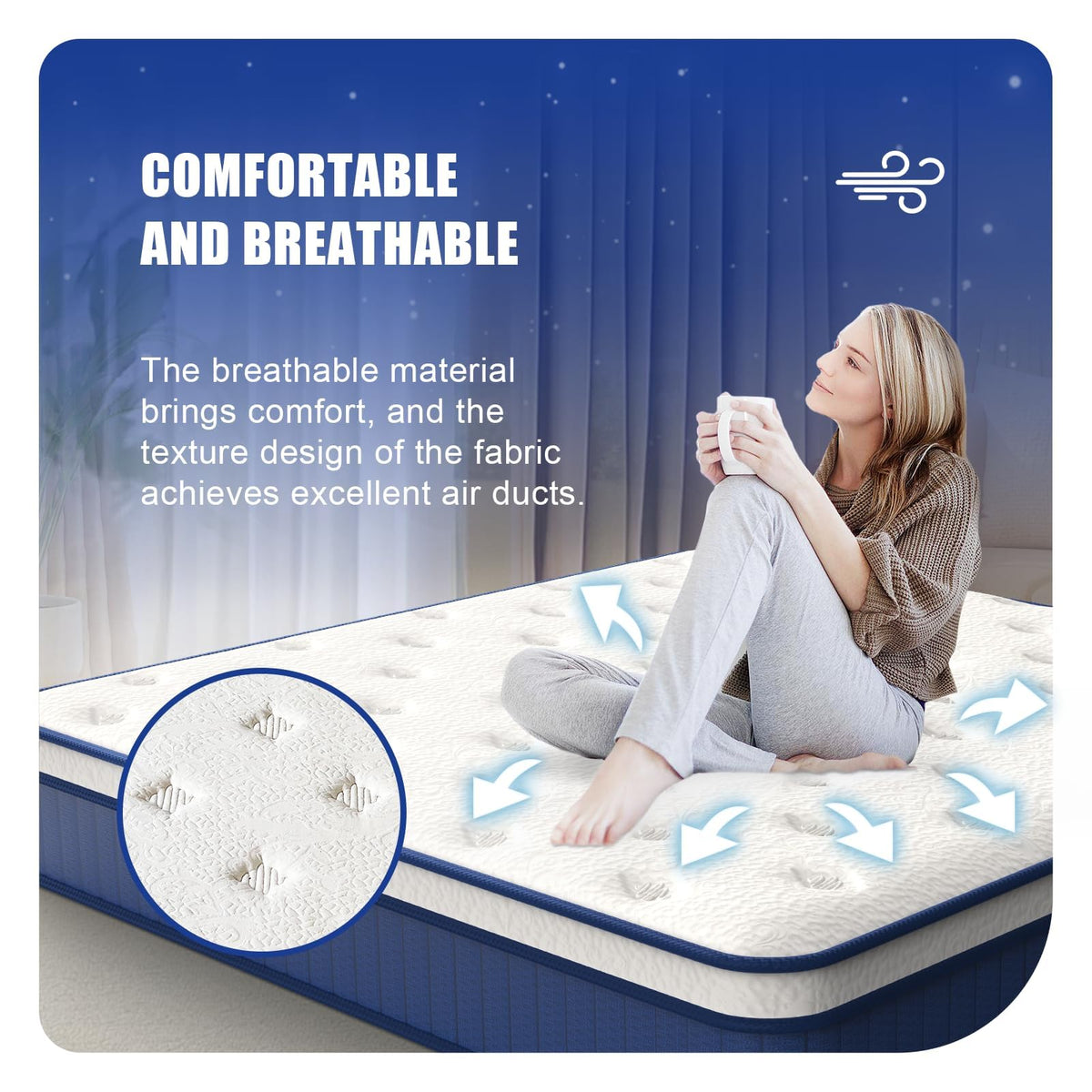 12 Inch Queen Hybrid Mattress, Medium Firm, Memory Foam and Pocket Springs T536