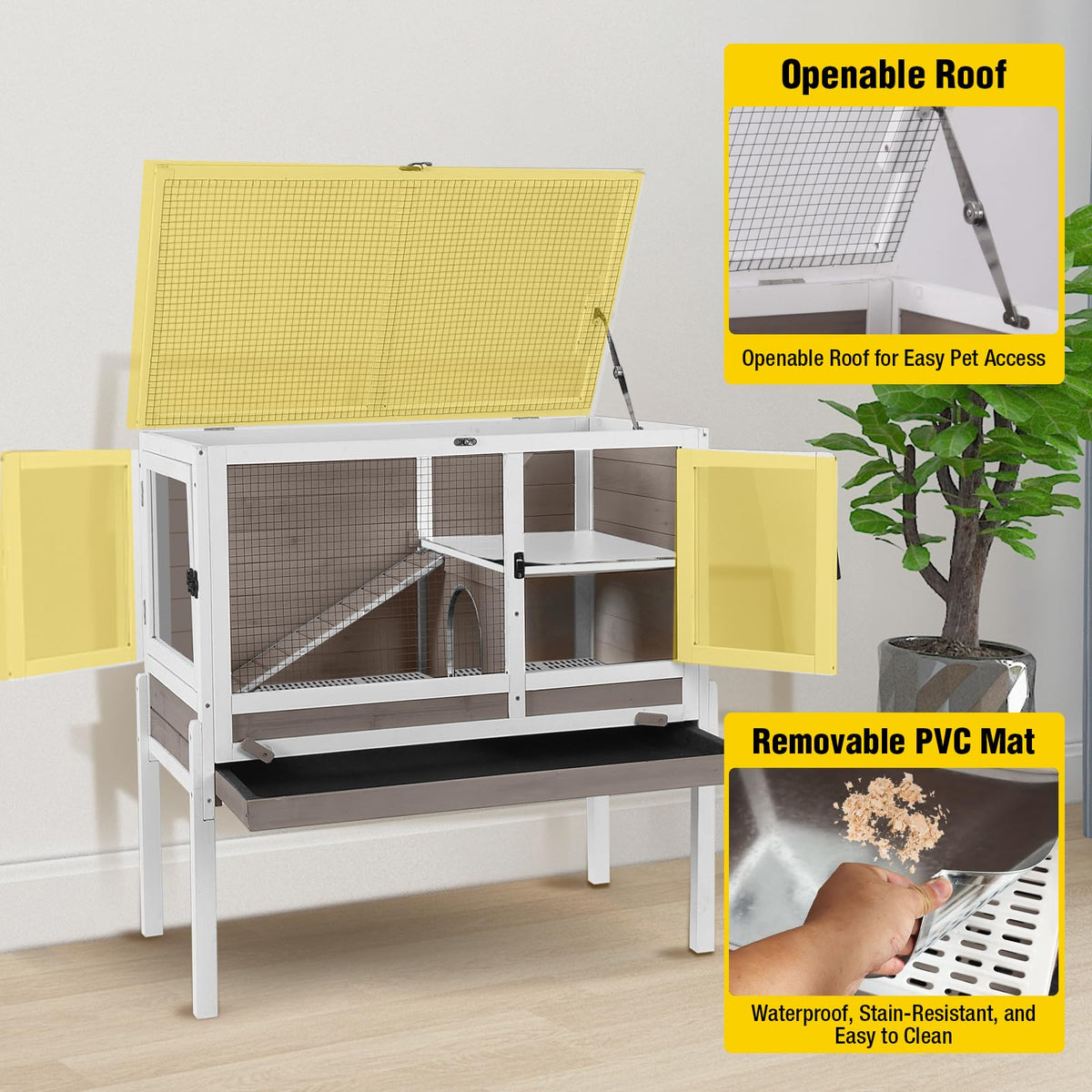 2-Story Indoor Rabbit Hutch Guinea Pig Cage with Stand A336