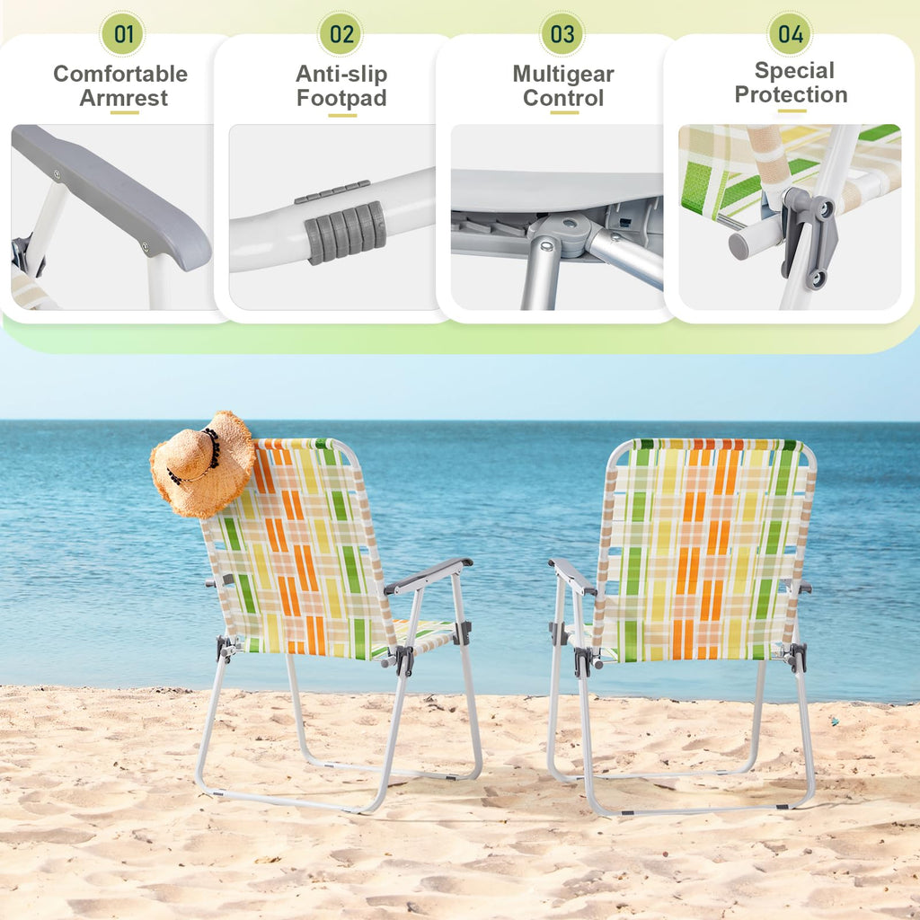 Set of 2 Yellow & Green Folding Patio Chairs X18448