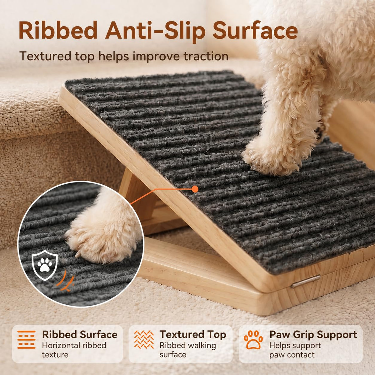Adjustable Non-Slip Wooden Dog Ramp P314