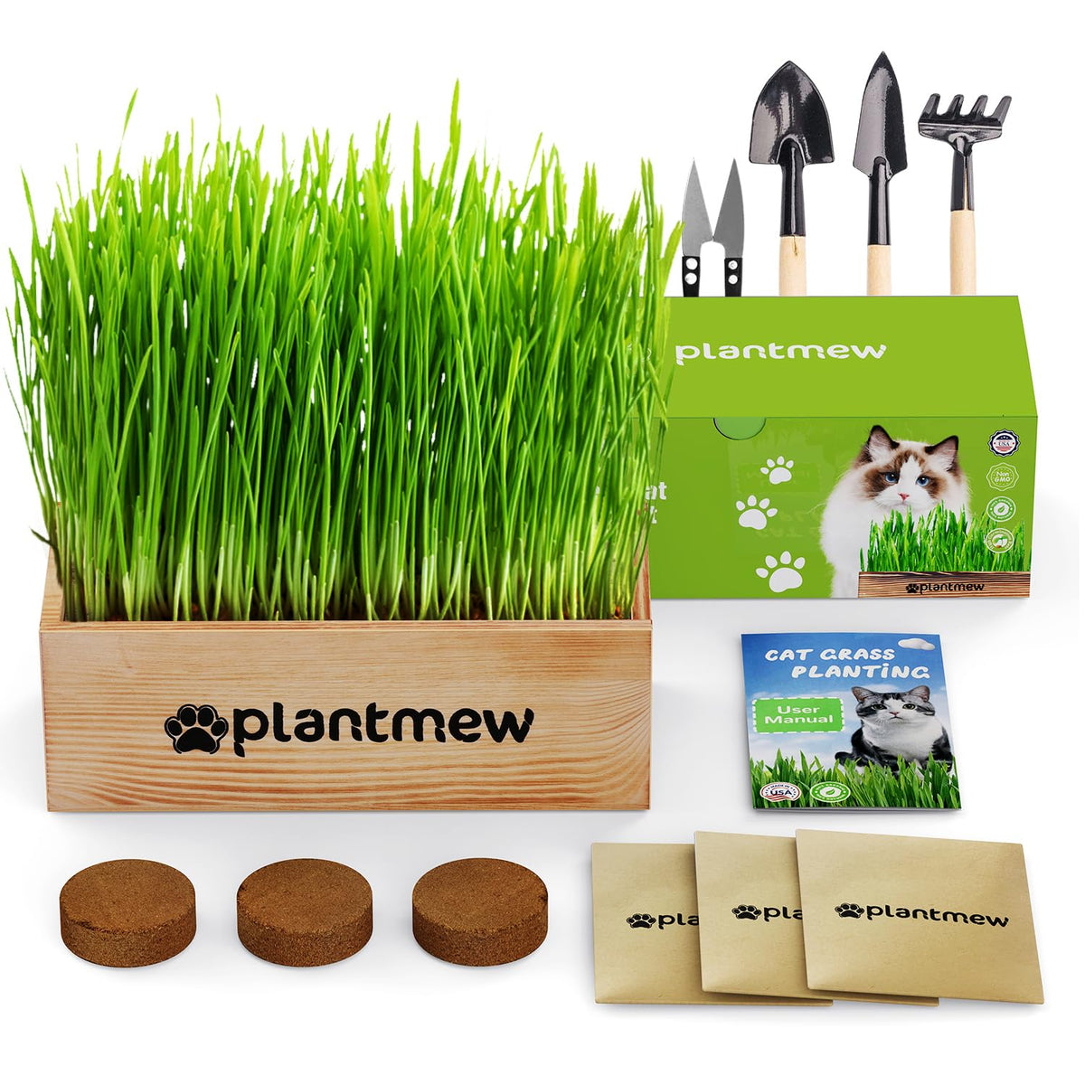 Cat Grass Kit with Seeds, Soil & Planter Pots T8336