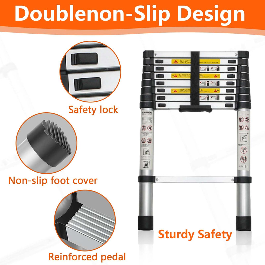 16.5 FT Aluminum Telescopic Ladder 330lbs Capacity H83595