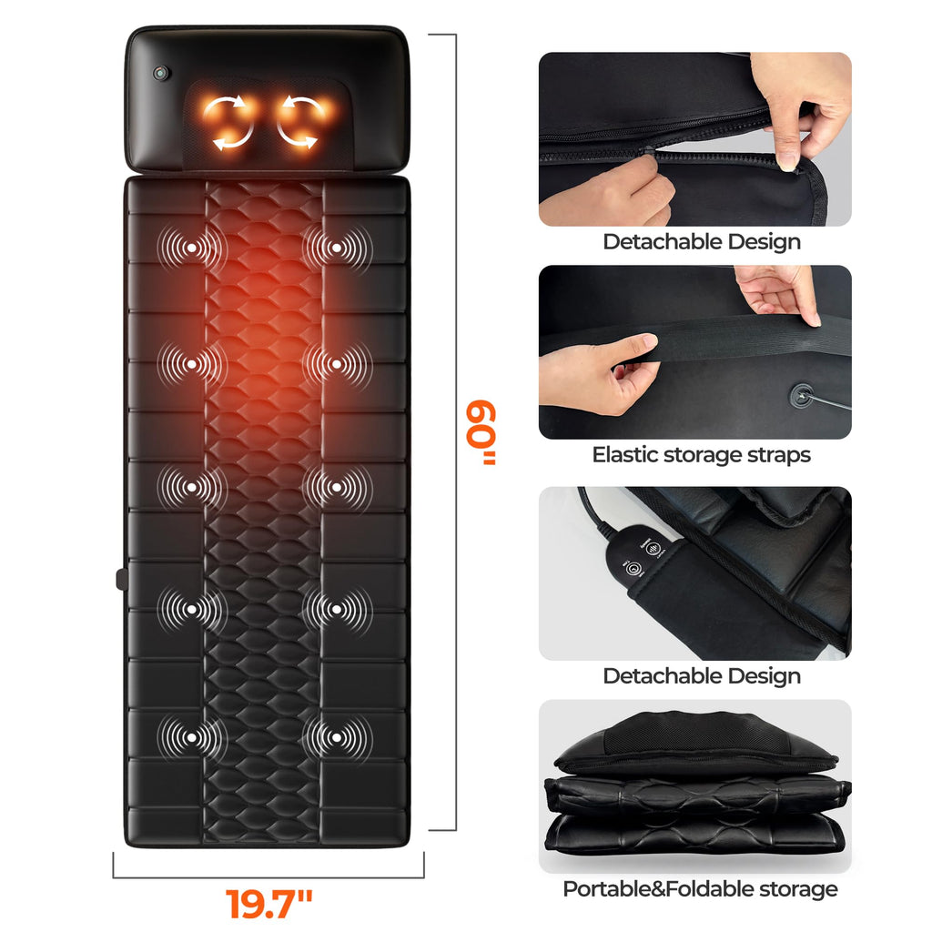 10 Motors Vibrating Heating Full Body Massage Mat Q7915
