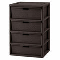 4 Drawer Plastic Storage Tower with Brown Weave Bins A999353
