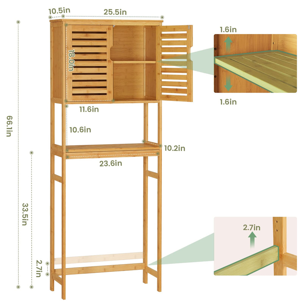 Over The Toilet Storage Cabinet with Adjustable Shelves Bamboo K54223