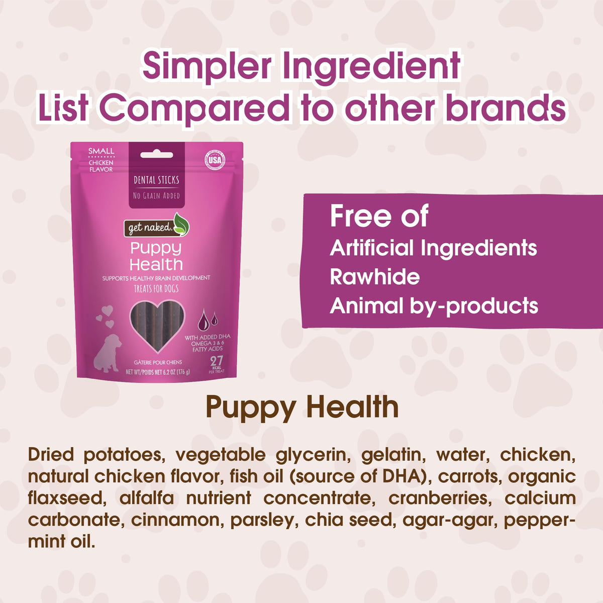 Grain-Free Dental Chew Sticks for Puppies, 6.2 oz C898085