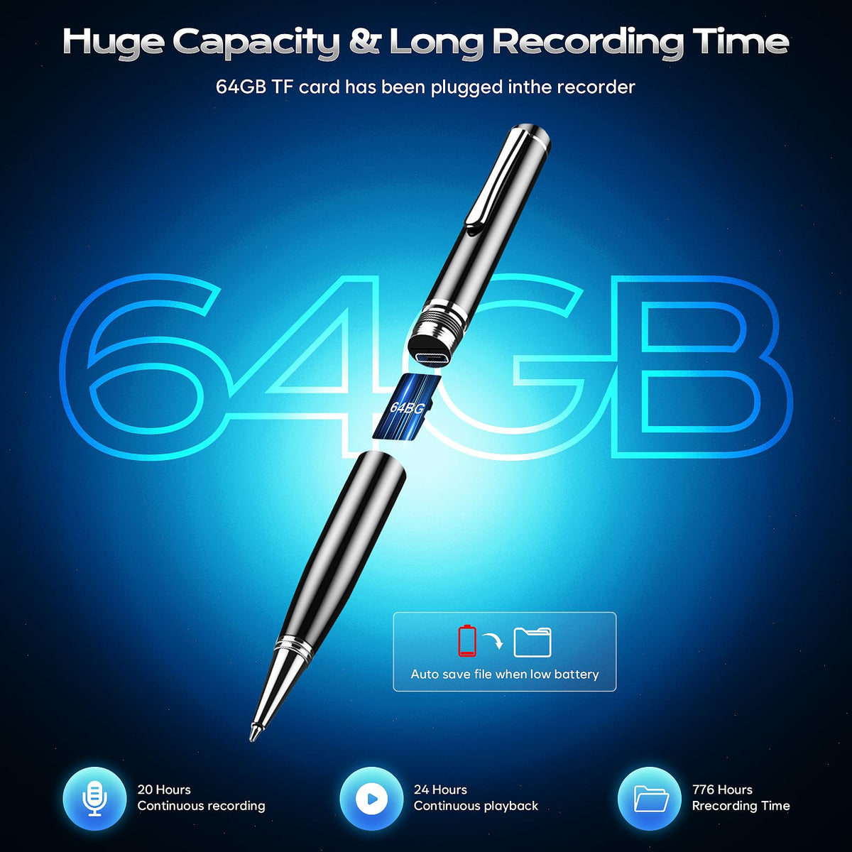 64GB Digital Voice Recorder E494
