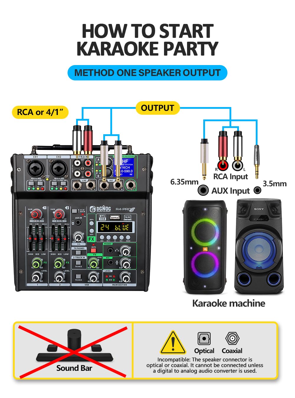 4 Channel Karaoke Mixer with 2 Wireless Microphones L246200