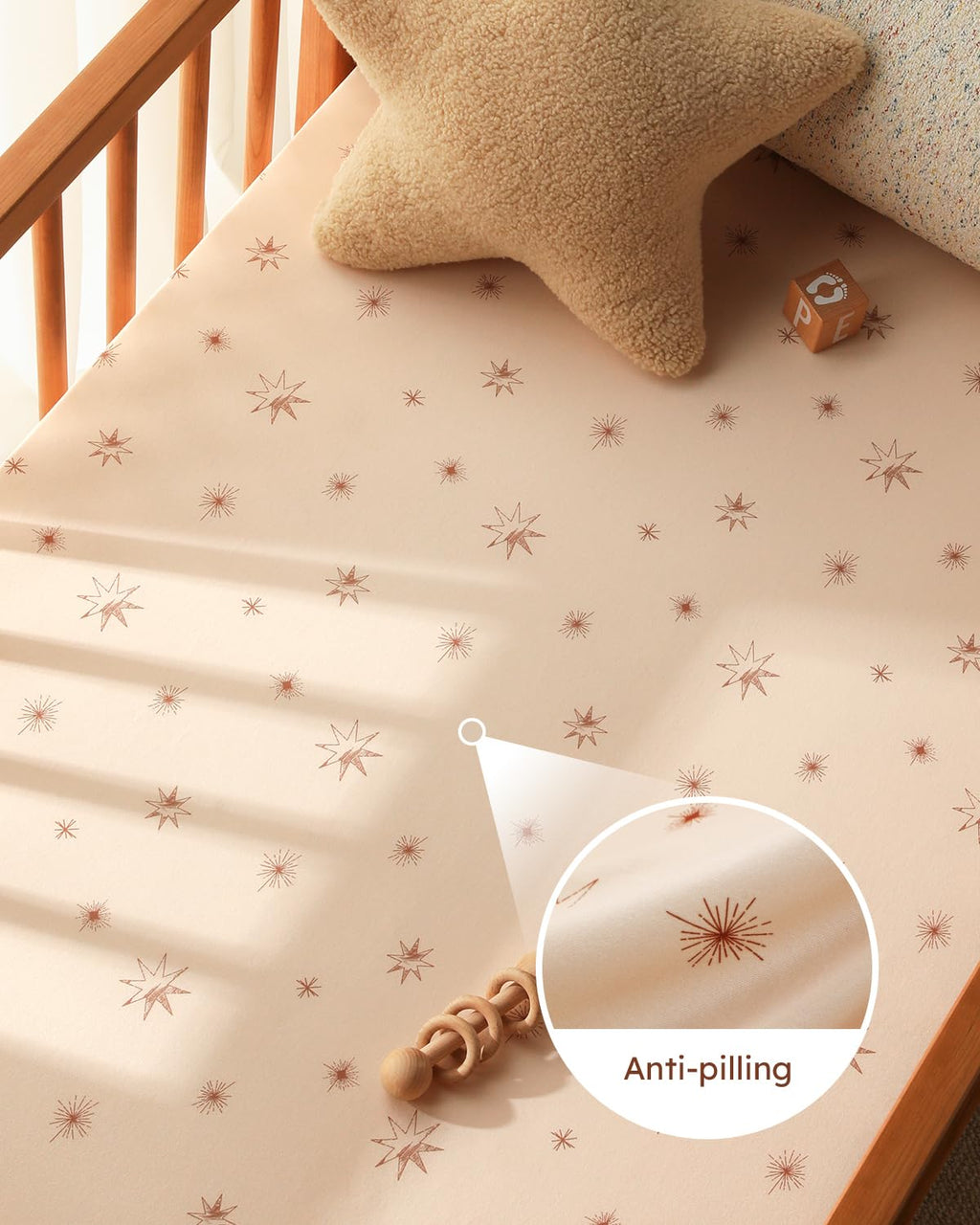 28x52x8in Fitted Crib Sheet 3 Pack Microfiber White Brown E502