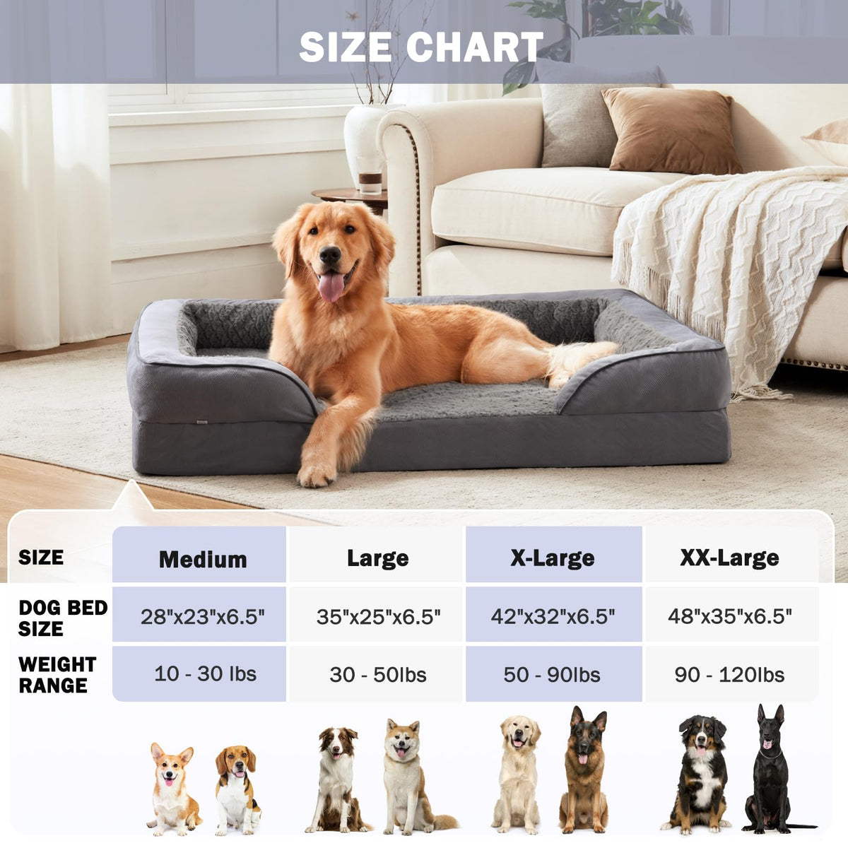 XL Washable Orthopedic Dog Sofa with Egg-Crate Foam S896120