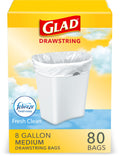 Medium Drawstring 8 Gallon Trash Bags 80 Count Q91276