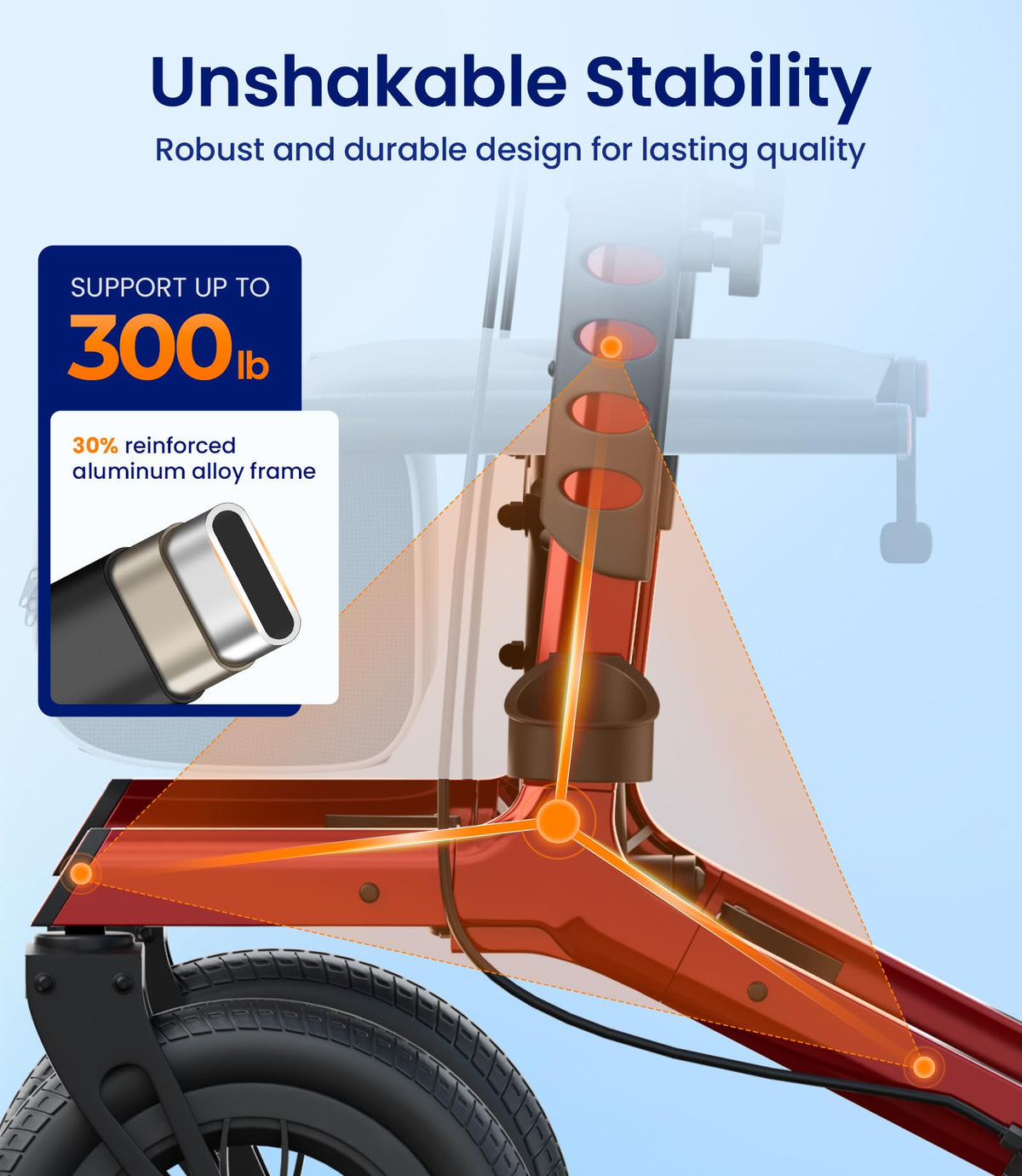 Walkers for Seniors with Seat Outdoor Rollator 12'' All Terrain P771