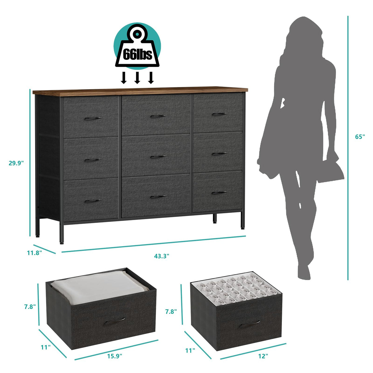 Black 9 Drawer Dresser D876730