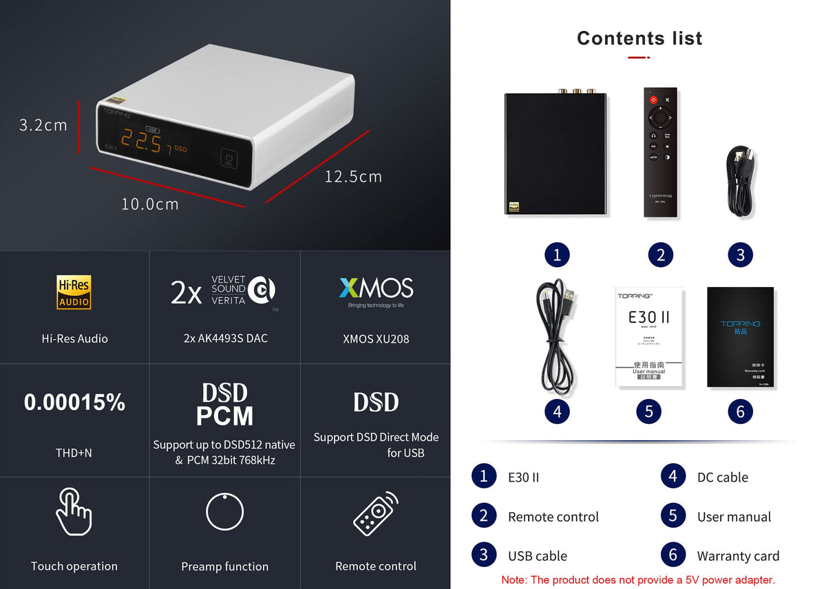 Topping E30 II DAC Preamp Audio Decoder + Topping L30II NFCA Linear Headphone Amp S9341