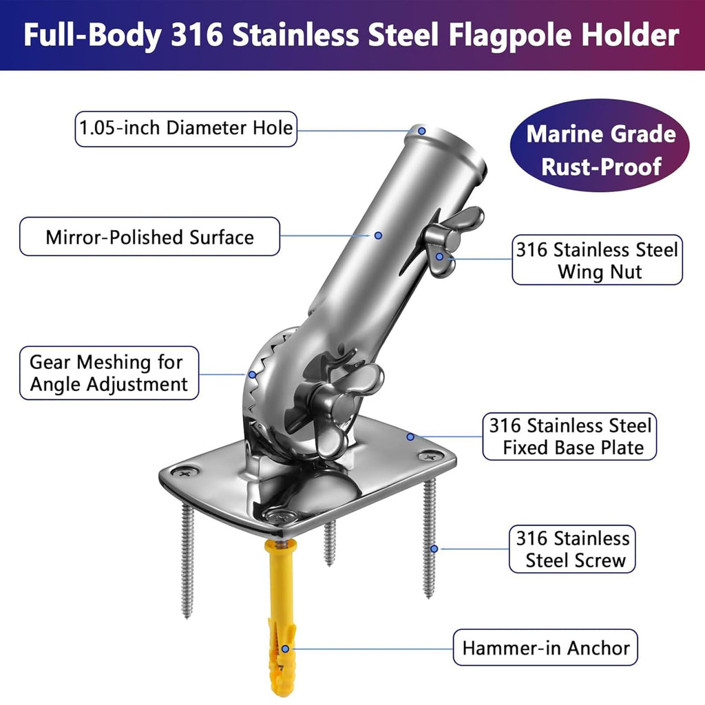 Stainless Steel Heavy Duty Flag Rod Holder A628917