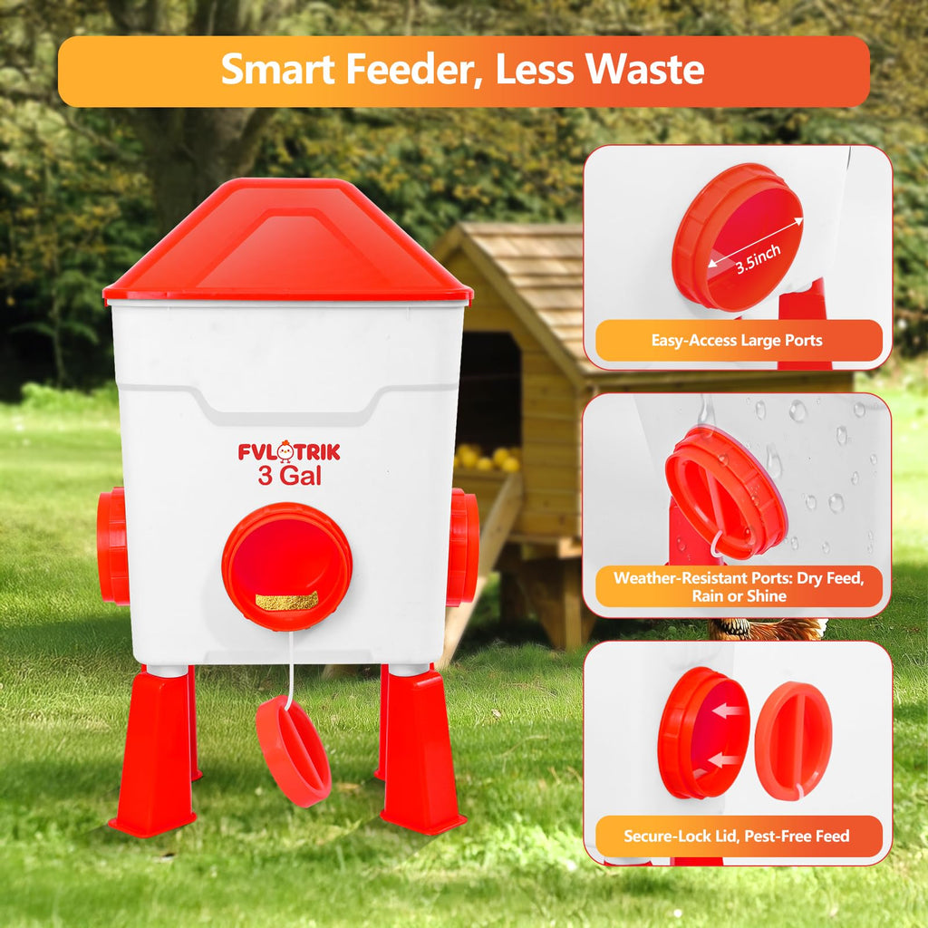 3 Gallon Chicken Waterer and Feeder Set V33390